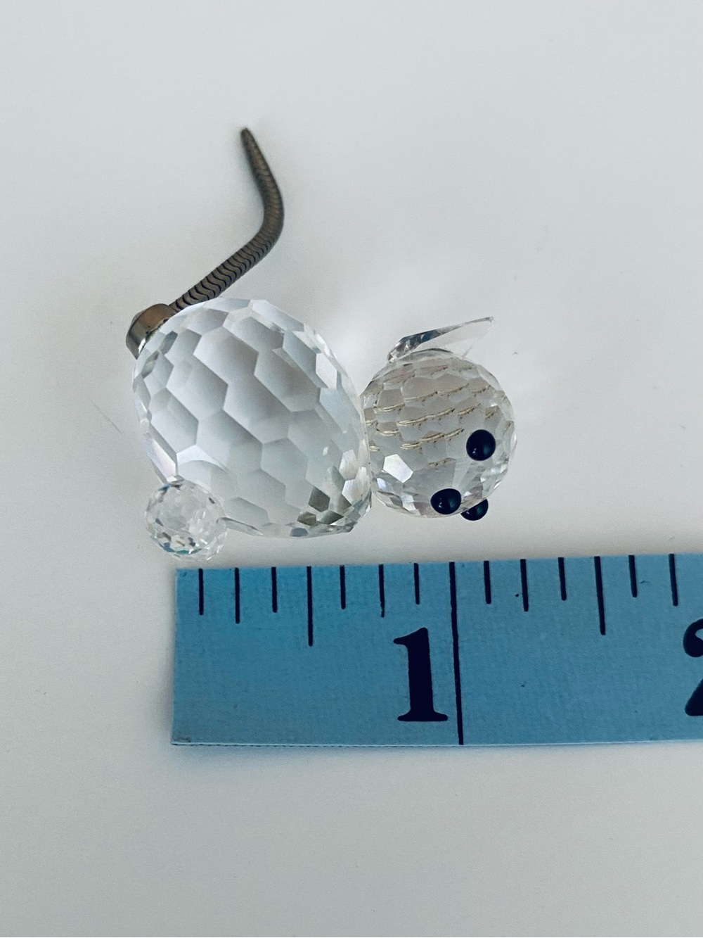 Swarovski Crystal Miniature Cat Figurine Silver-Tone Wire Tail Vintage 1990s - Picture 10 of 10